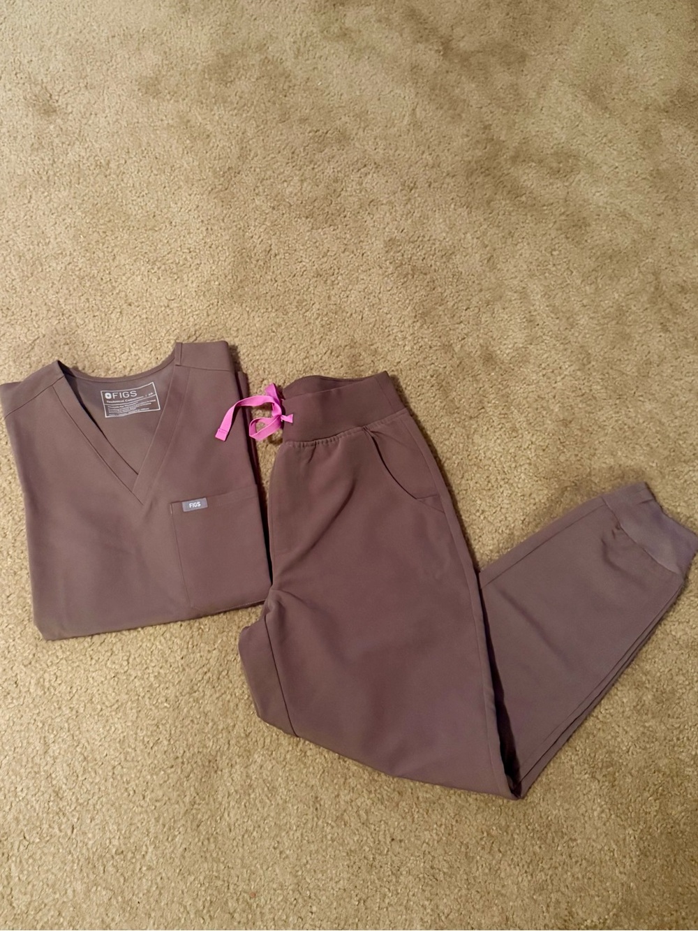 Figs Smokey Taupe High Waisted Joggers and Catarina Scrub Set
